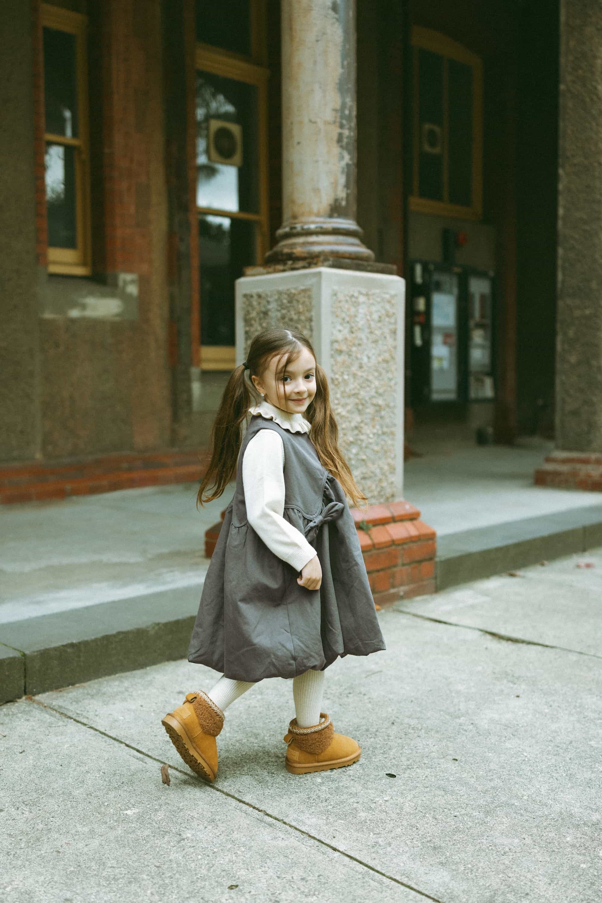 Quilted Puffy Bubble Dress Mist Grey - Model