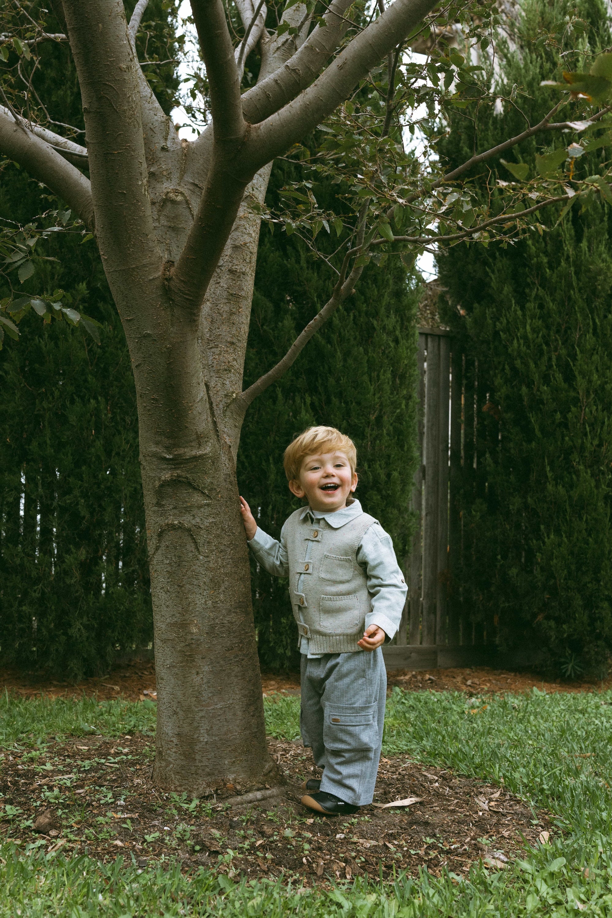 Gray Herringbone Pocket Pants Mid Gray - Model