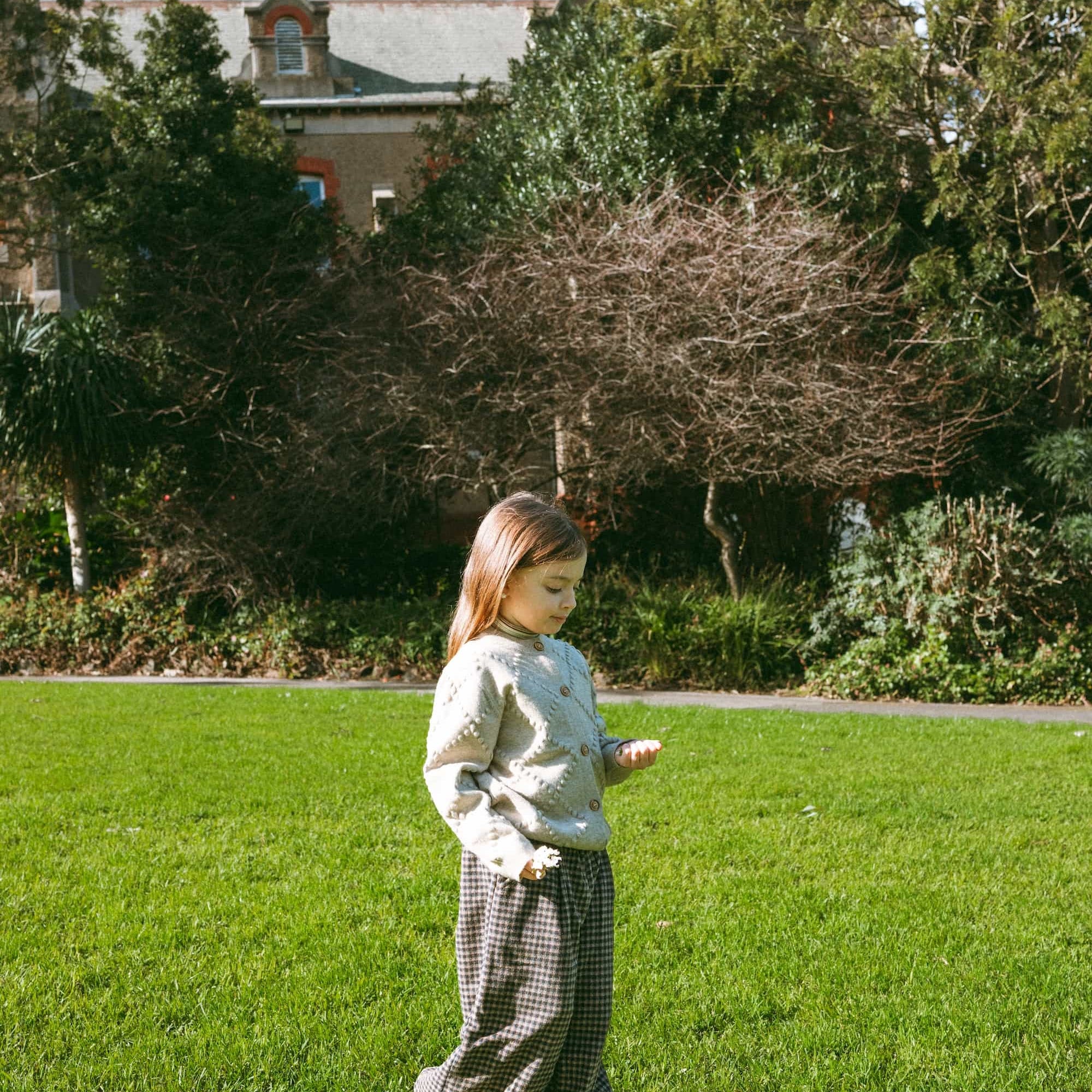 Cozy Merino Plaid Pants Brown - Model