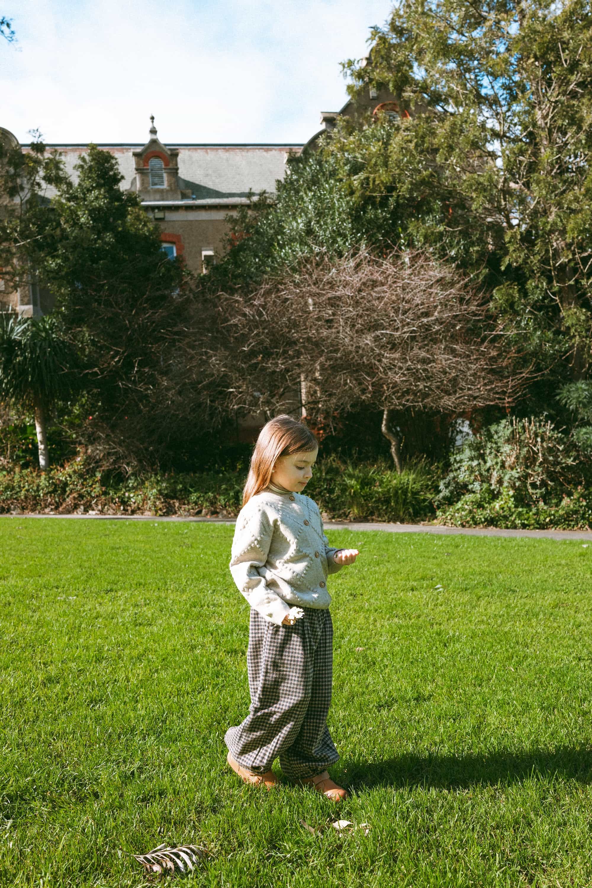 Cozy Merino Plaid Pants Brown - Model