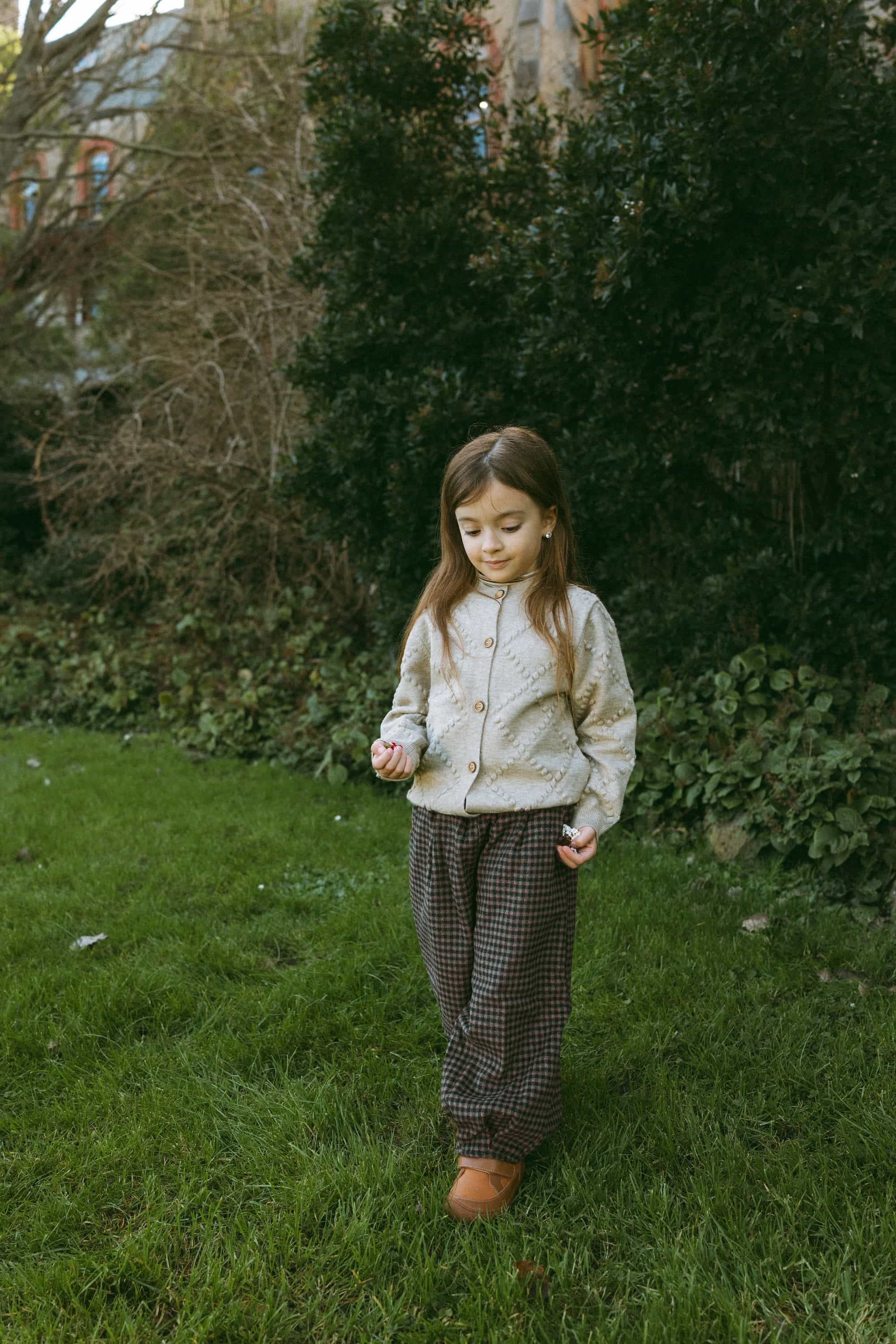 Cozy Merino Plaid Pants Brown - Model