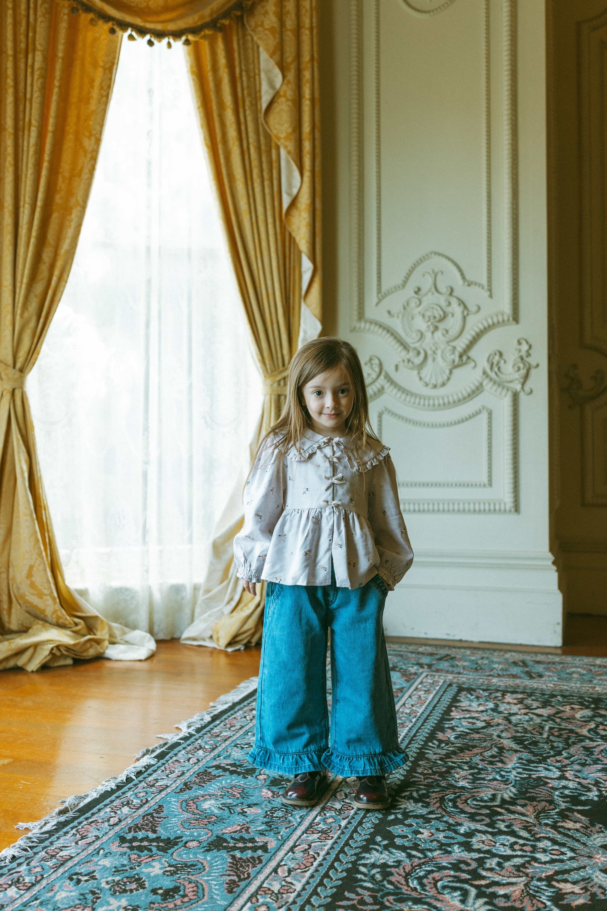 Rose Embroidered Blouse Mist Gray extra