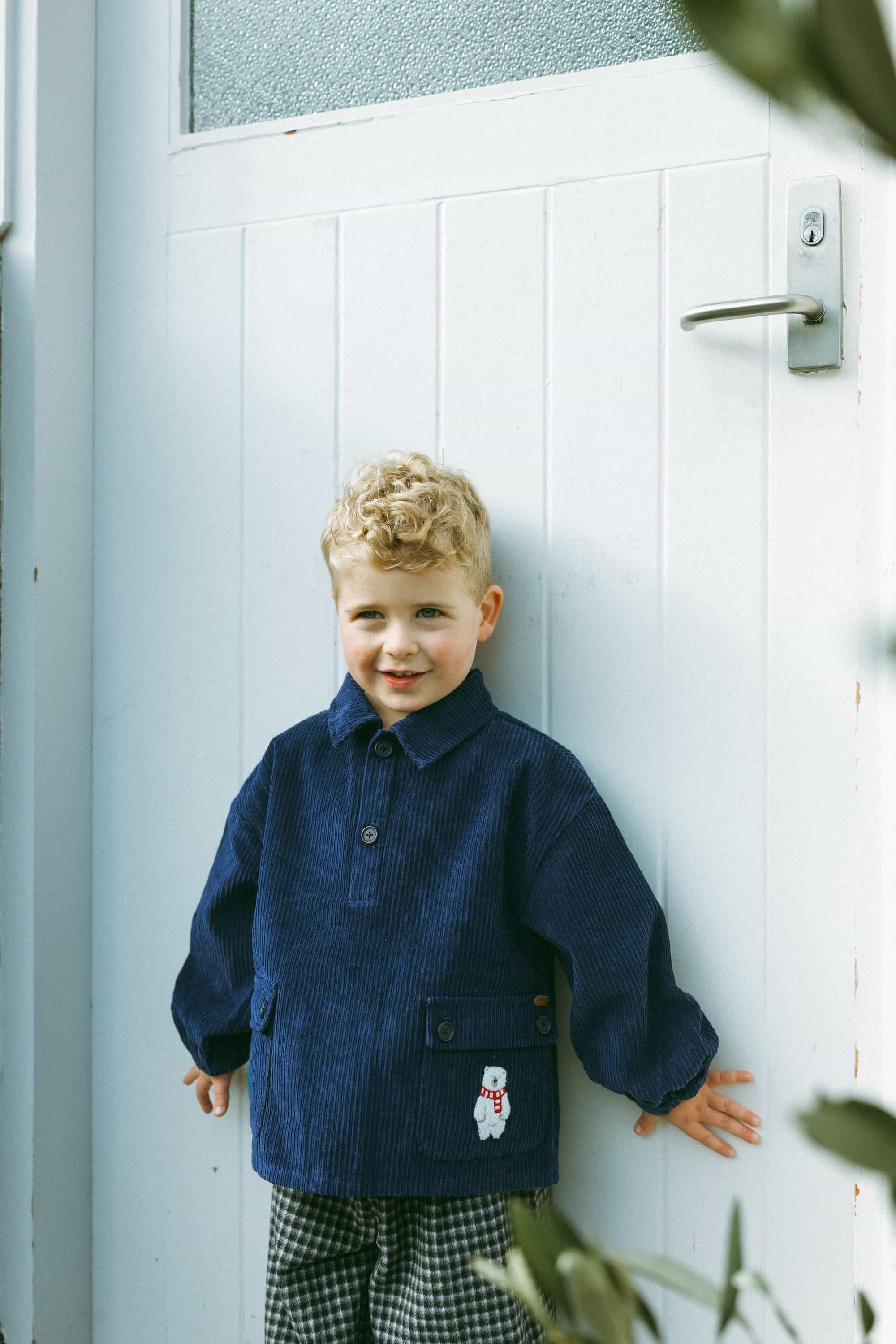 Polar Bear Corduroy Shirt Navy - Model