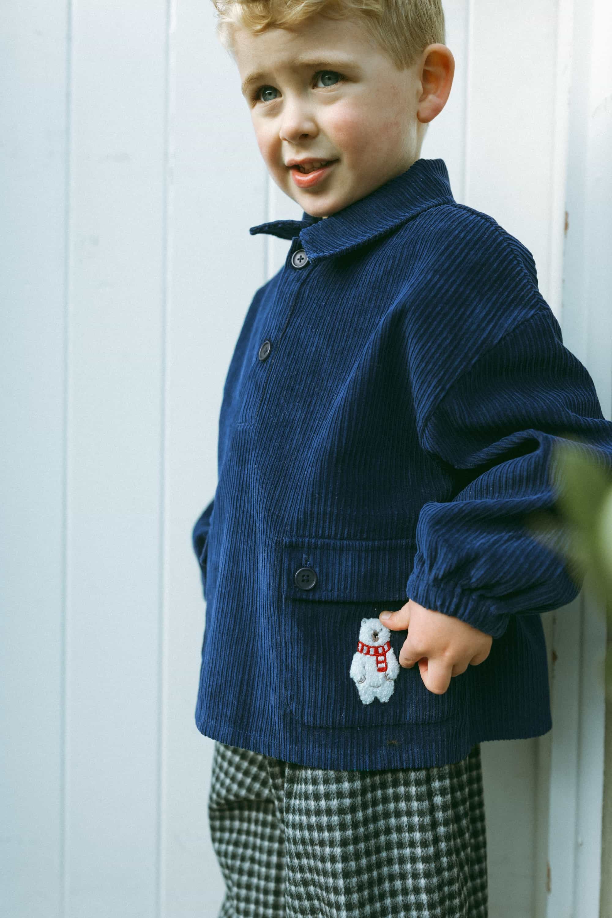 Polar Bear Corduroy Shirt Navy - Model
