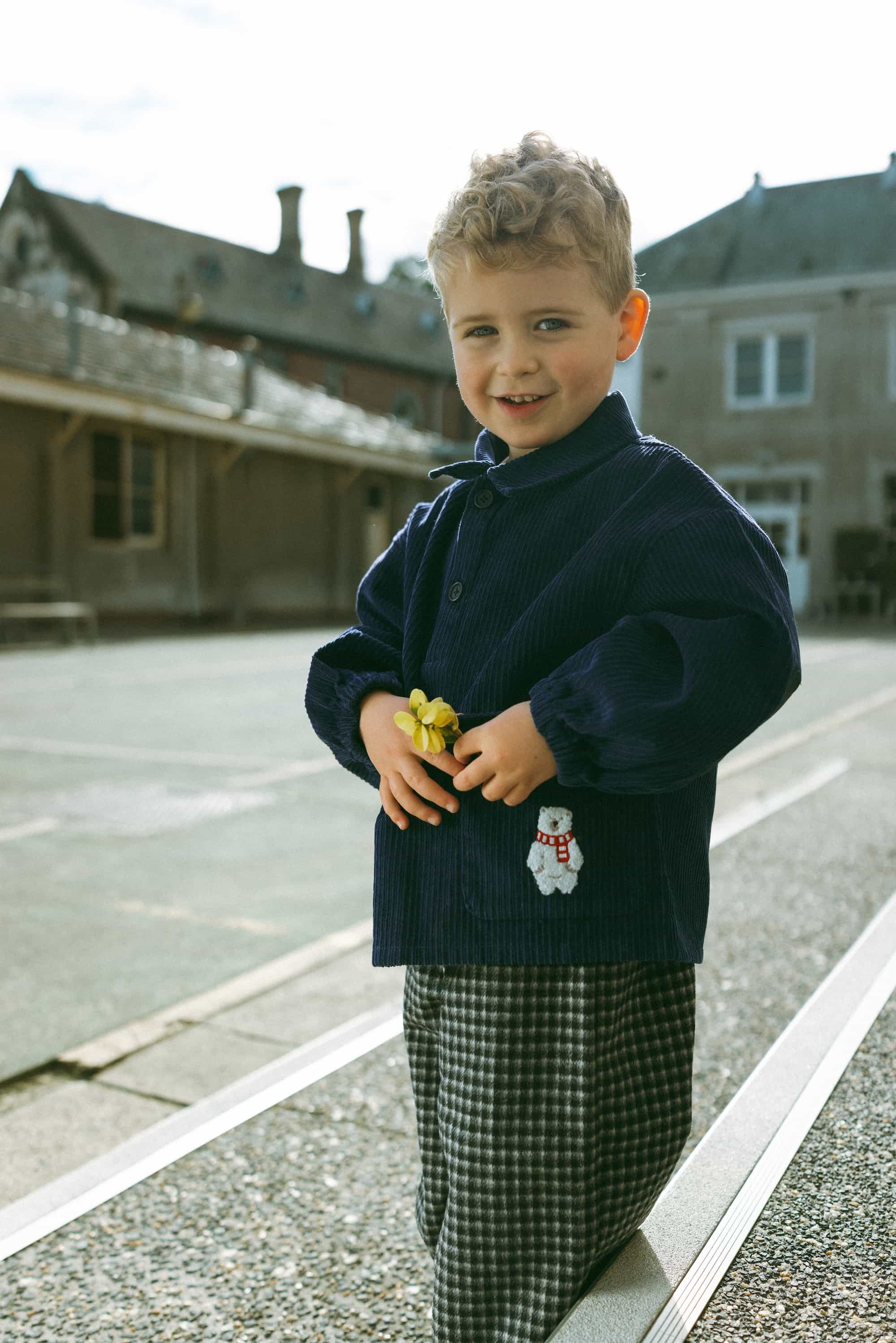 Polar Bear Corduroy Shirt Navy - Model