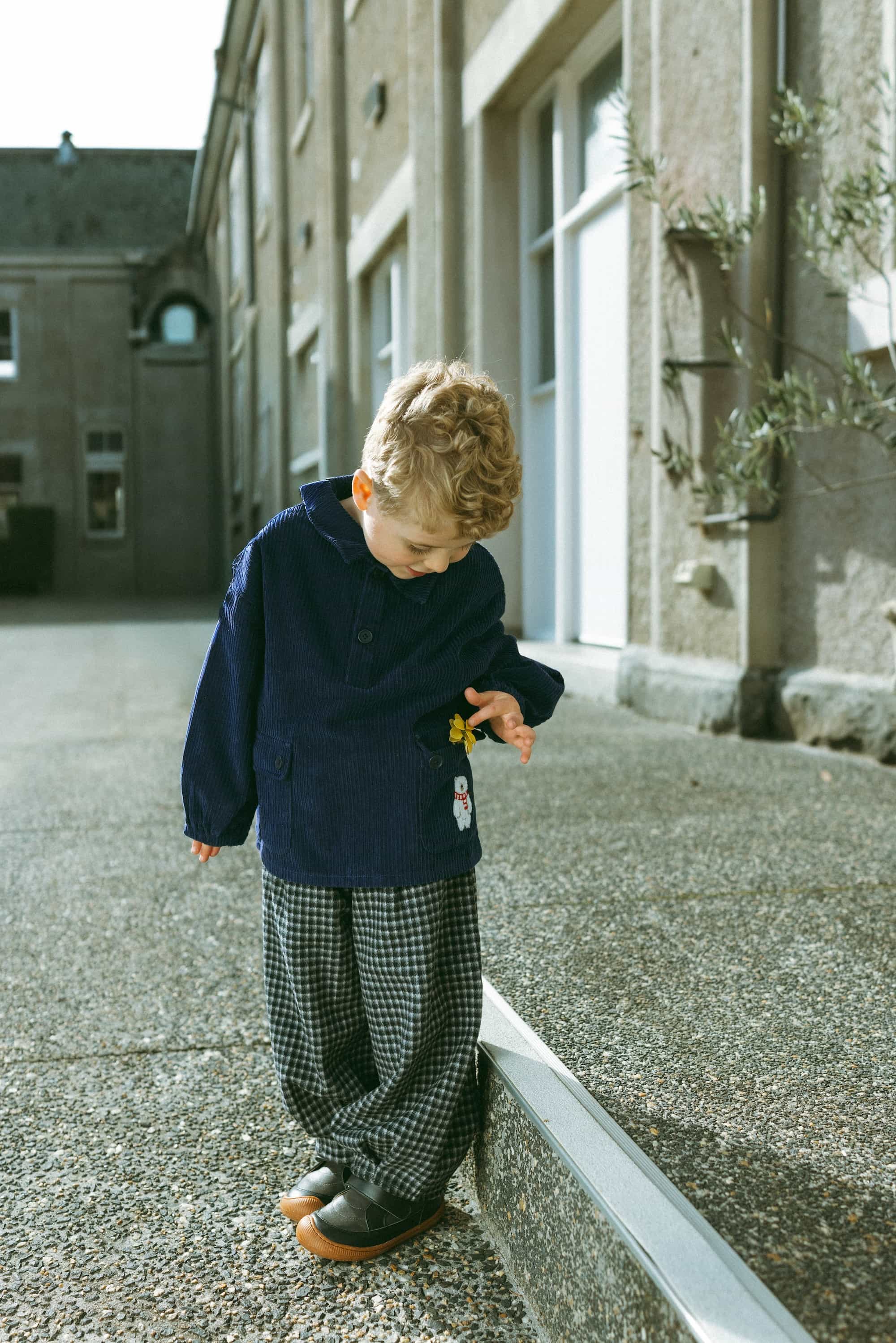 Polar Bear Corduroy Shirt Navy - Model