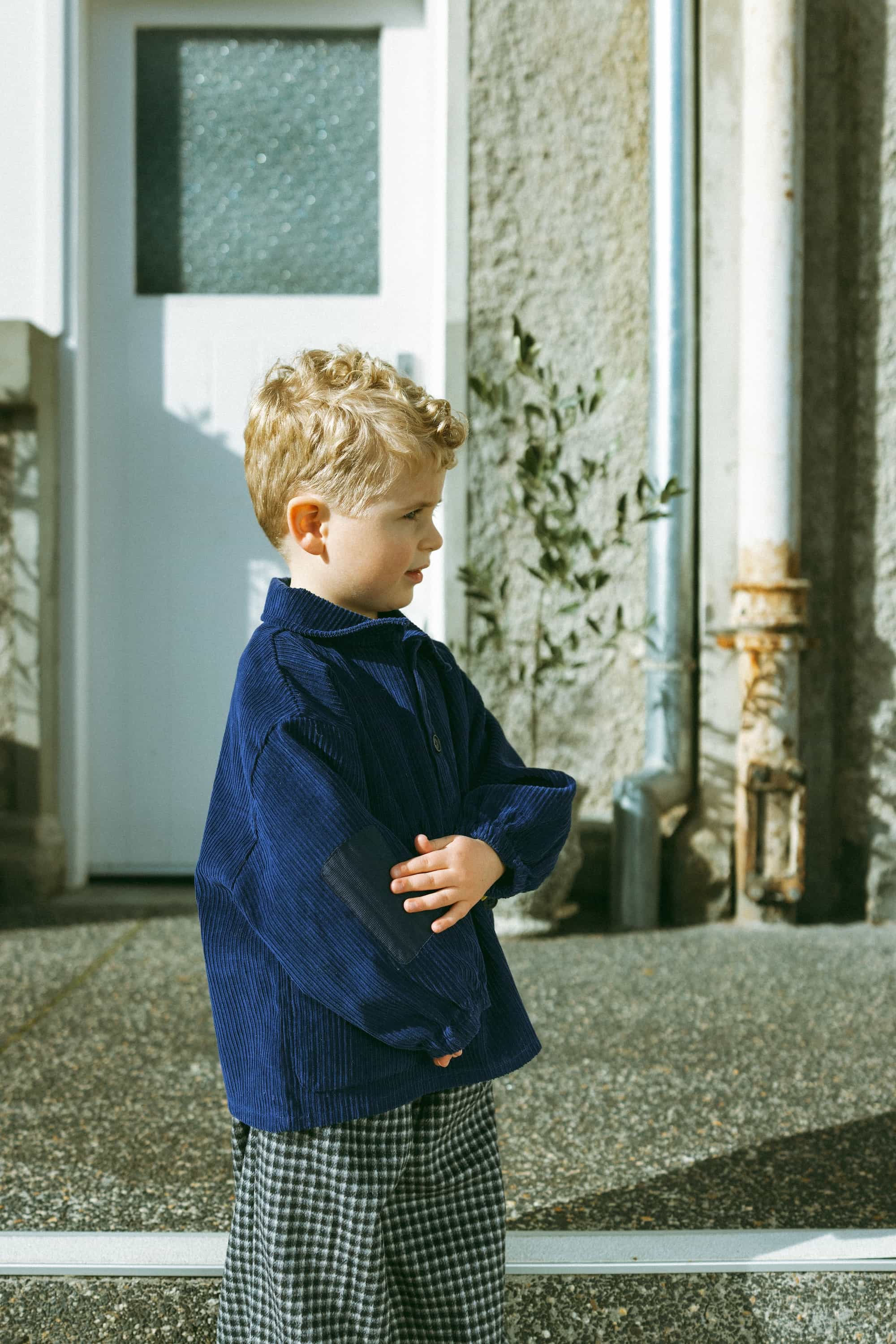 Polar Bear Corduroy Shirt Navy - Model