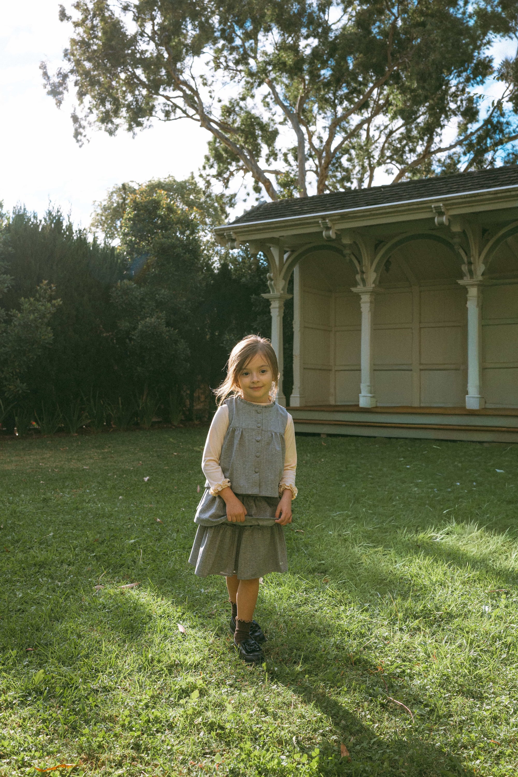 Gray Herringbone Vest Mid Gray - Model