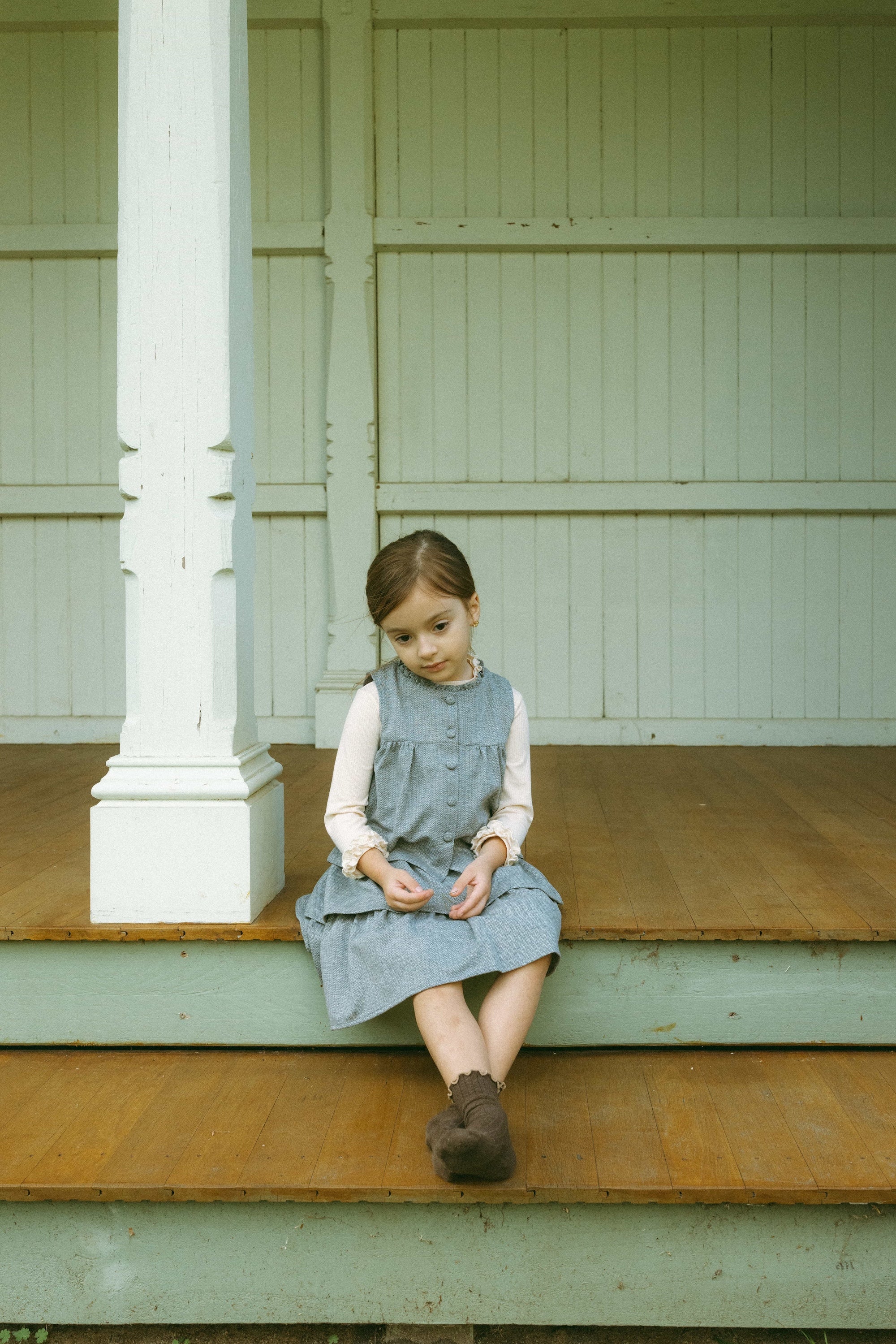 Gray Herringbone Skirt Mid Gray - Model