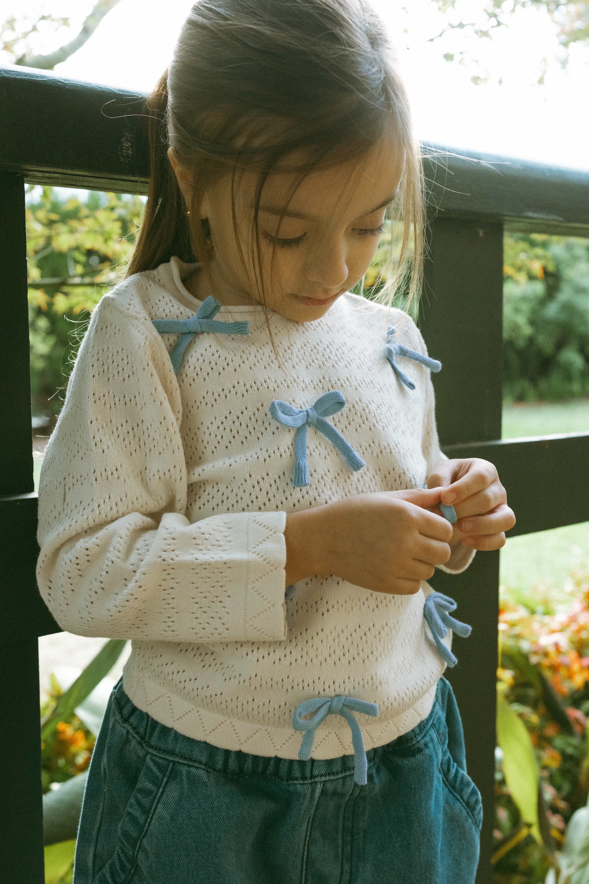 Bow Knit Top Beige - Model
