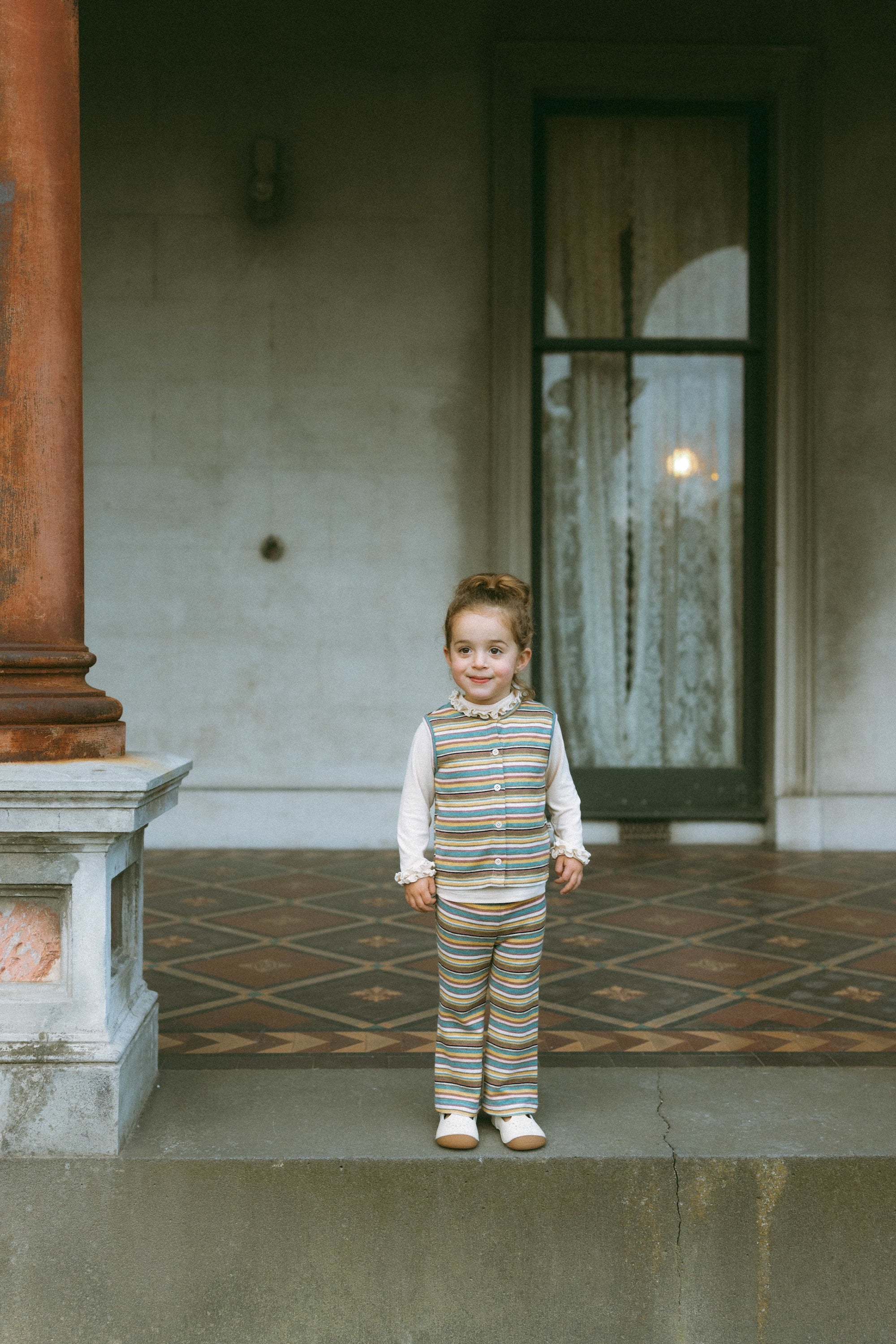 Maple Striped Flared Pants Plum Jam - Model