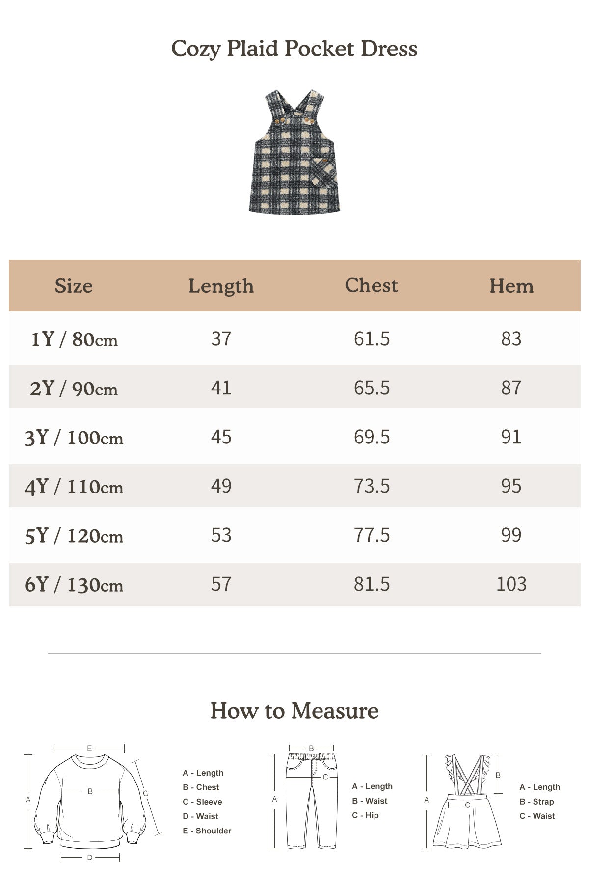 Cozy Plaid Pocket Dress Plaid - Size Chart